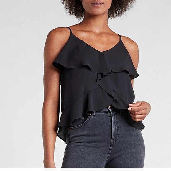 Express Tops - Express Ruffle Front V-Neck Cami